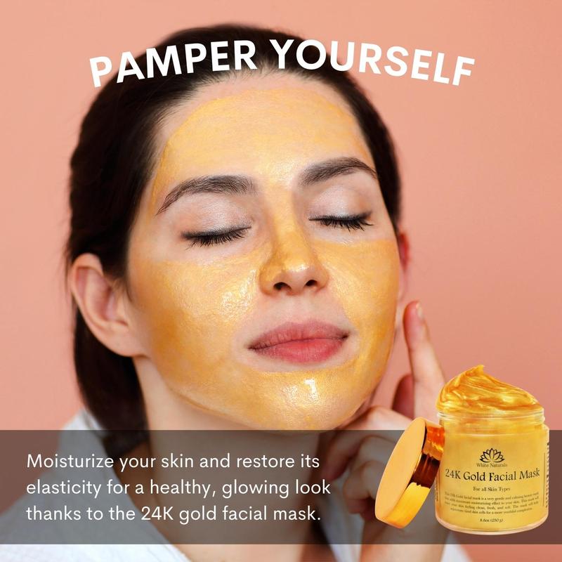 24K Gold Facial Mask, Anti-Aging Gold Face Mask For Flawless & Moisturizes Skin, Helps Reduces Wrinkles, Fine Lines & Acne Scars, Removes Blackheads, Dirt & Oils Skincare Brightening Facial Treatment Moisturizing, Rejuvenating and Soothing the Skin