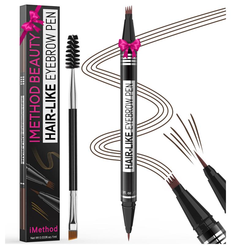 iMethod Eyebrow Pencil, Hair-like Eyebrow Pen, 2-in-1 Waterproof Brow Pen with 4 Tip, with Dual-ended Eyebrow Brush, Cosmetic