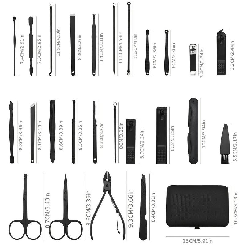 Stainless Steel Nail Clipper Set, 25pcs set Multifunctional Nail Art Kit, Professional Manicure & Pedicure Tool for Home & Travel