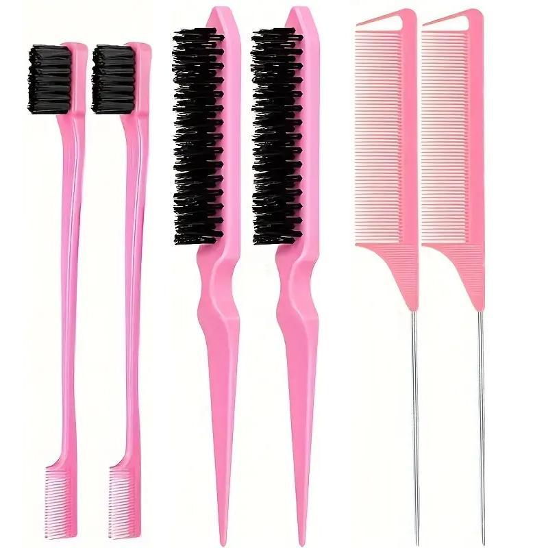 6pcs set Double Sided Heatless Haircare Brush Set, Long Tail Combs Smooth Detangling Brush, Hair Brush Detangler Grooming Tools, Professional Hair Styling Tools for Women & Girls, Barber Supplies