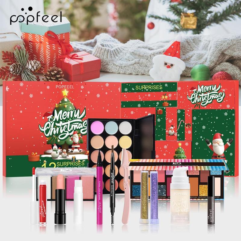 Christmas Countdown Makeup Gift Box, 1 Set Makeup Products for Women, Professional Makeup Set for Face, Eye, Lip, Perfect Gift for Halloween & Christmas