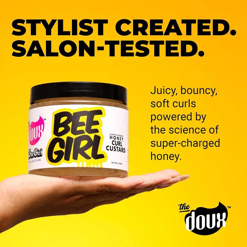 The Doux Bee Girl Honey Curl Custard 16 oz - Moisturizing Female Hair Gel - Moisture Frizz Haircare