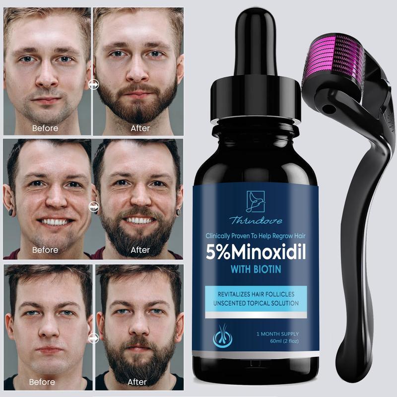 Minoxidil Beard Growth Oil, 5% Minoxidil Hair Growth Kit, 5% Minoxidil for Men Beard Growth Spray Infused with Bitoin, Extra Strength Beard Growth Serum to Increase Thickness and Volume Faster