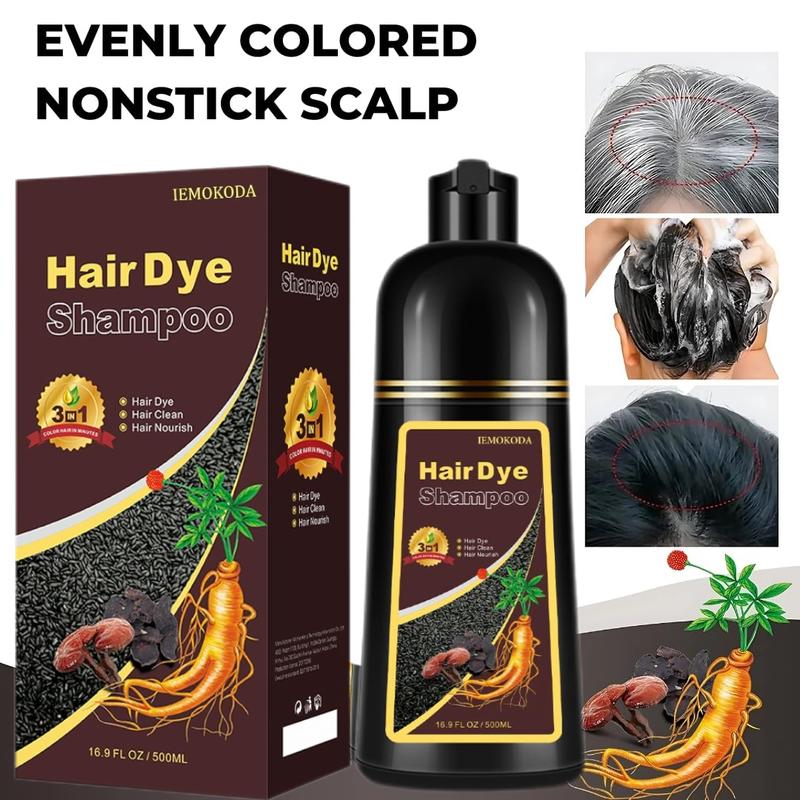 3 In 1 Hair Color Shampoo for Gray Coverage,  Black Quick Hair Color Shampoo , Natural Herbal Ingredient Instant Hair Dye, Haircare