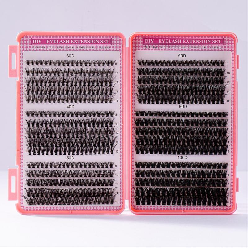 Individual False Eyelashes Kit, 1 Box Natural Look Eyelash Extensions, Self Grafting Curl Eyelashes, Eye Makeup Enhancement False Lashes for Women & Girls, Lashes Extension Kit, Fall Gift, Christmas Gift