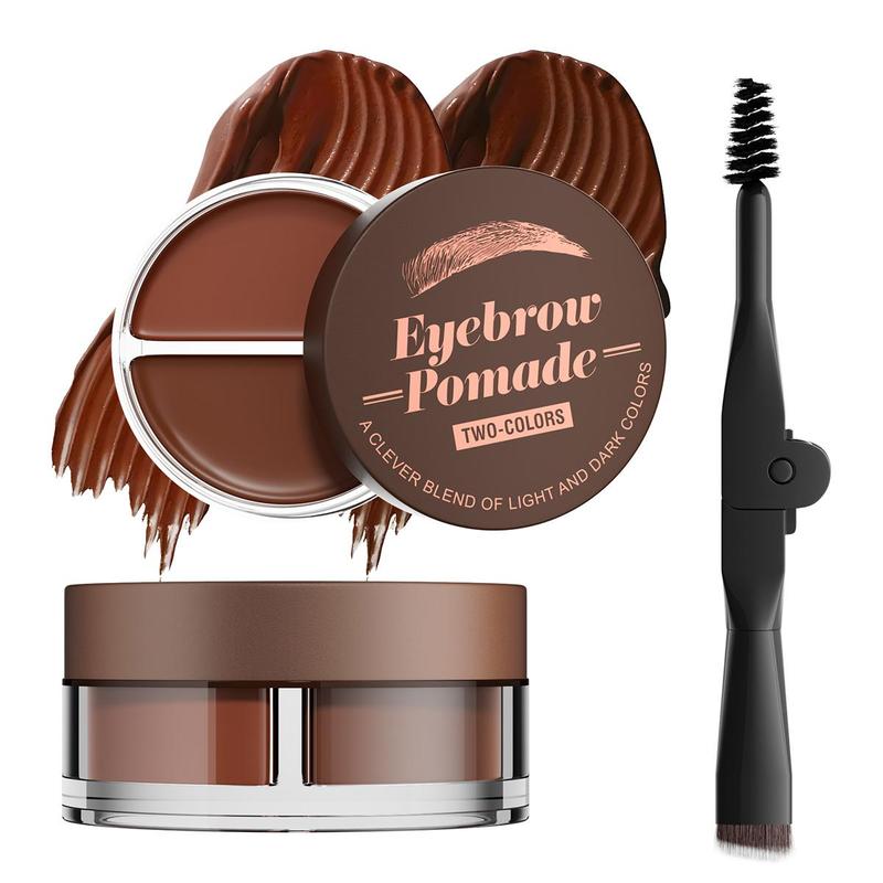 Waterproof Eyebrow Pomade, 1 Set Long-lasting 2 in 1 Eyebrow Cream with Brush, Smudge Proof and Sweat Resistant Formula, Natural Eyebrow Makeup for All Skin Types and Tones