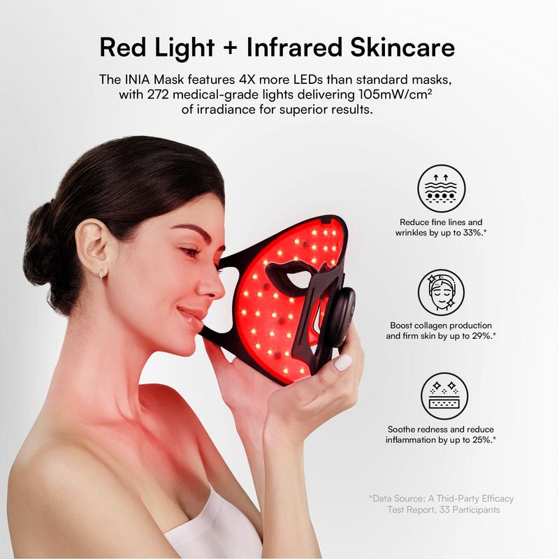 [Christmas Gift Exclusive] INIA GLOW Wireless LED Face Mask, 2-Year Warranty, Free Shipping, Portable and Rechargeable for LED Facial Mask Skincare at Home and Travel, The Ultimate Gift Choice for the Season