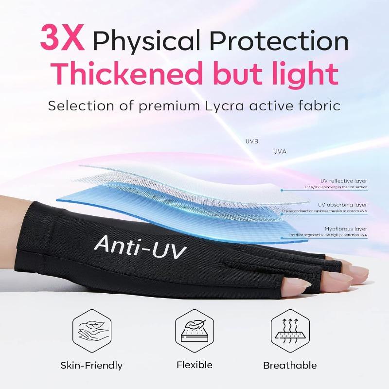 UV Gloves for Nails, Professional UPF99+ UV Protection Gloves for Gel Manicures, Fingerless UV Light Gloves for Gel Nails, Anti UV Gloves for Gel Nail Lamp, Protect Your Skin from UV Harm