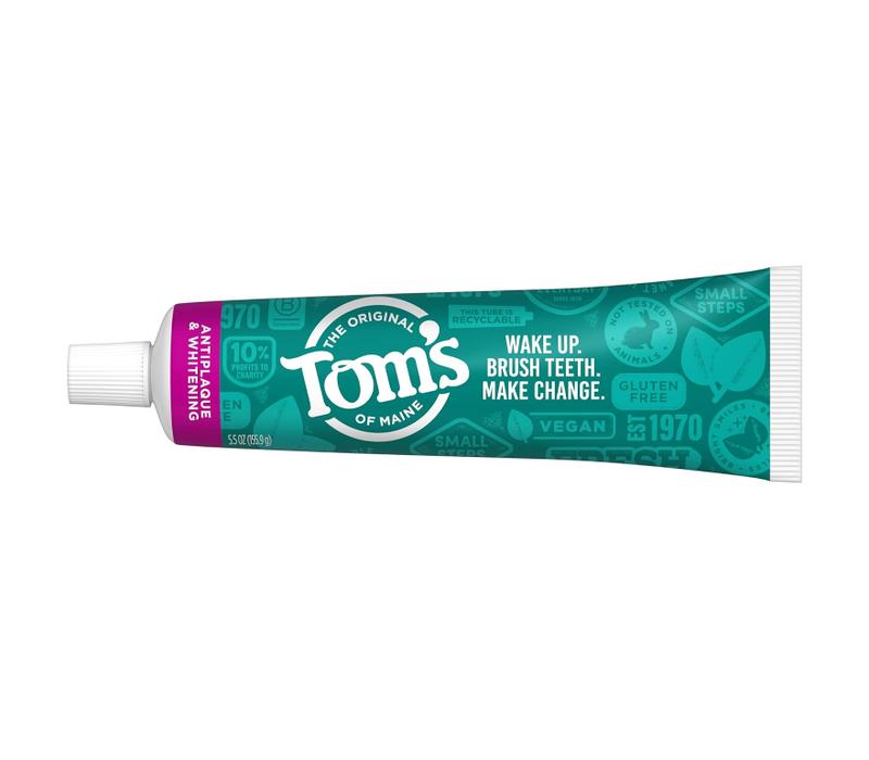 Tom's of Maine Fluoride-Free Antiplaque & Toothpaste, Peppermint, 5.5 oz. (Pack of 2) pasta dentífrica Oral whitens teeth