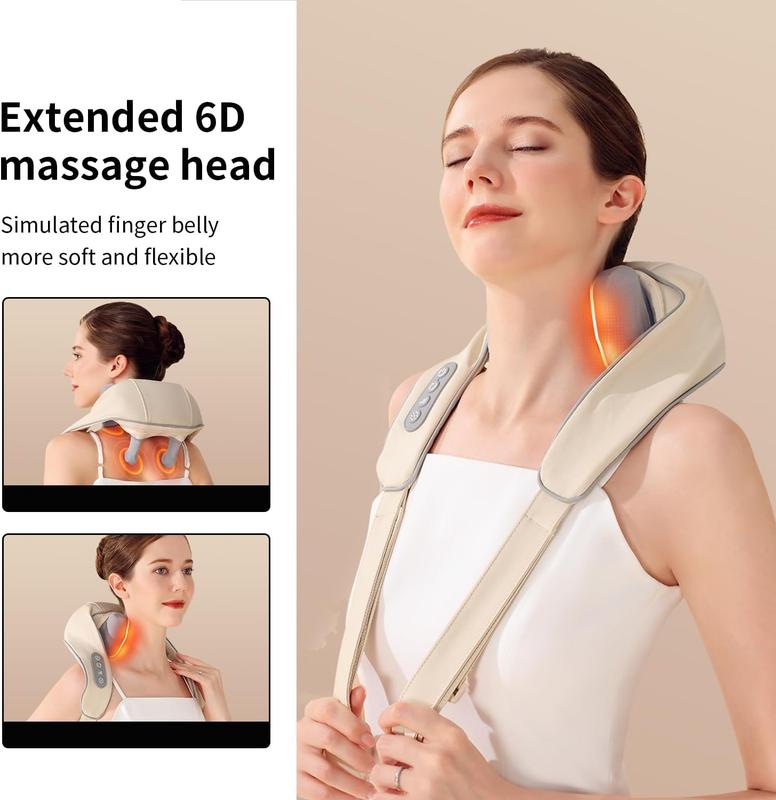 Neck Massager with Heat, Shiatsu Shoulder Massager, Electric Acupressure Neck Massager Gift for Parents Elders Health Women Men Deep Kneading Massage Like Human to Free Your Hand