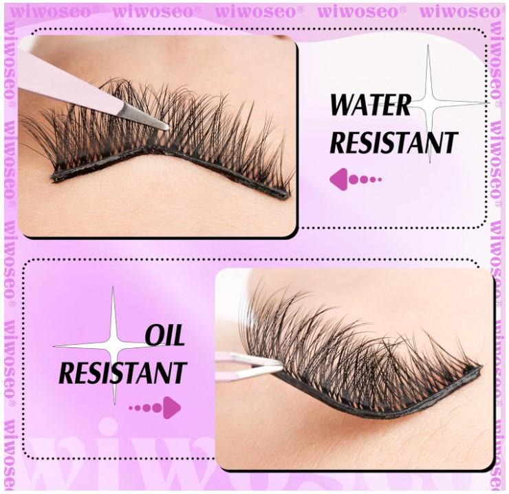 wiwoseo Self Adhesive Eyelashes No Glue - Reuseable Self Adhesive Lashes Waterproof Wispy Fluffy with Tweezer 3 Pairs Pack - Makeup Cosmetic