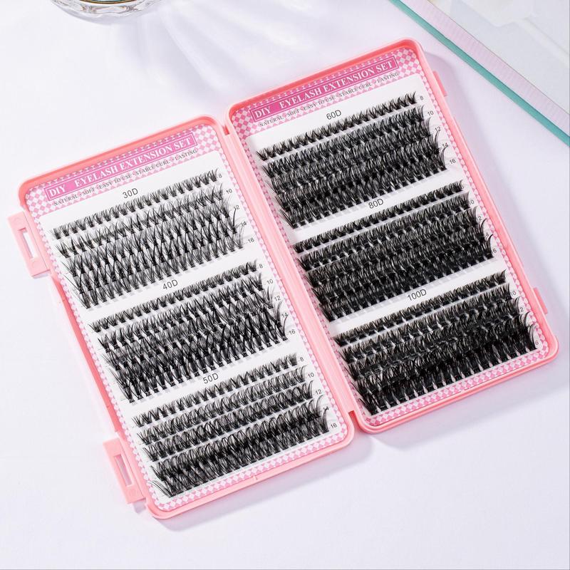 Individual False Eyelashes Kit, 1 Box Natural Look Eyelash Extensions, Self Grafting Curl Eyelashes, Eye Makeup Enhancement False Lashes for Women & Girls, Lashes Extension Kit, Fall Gift, Christmas Gift