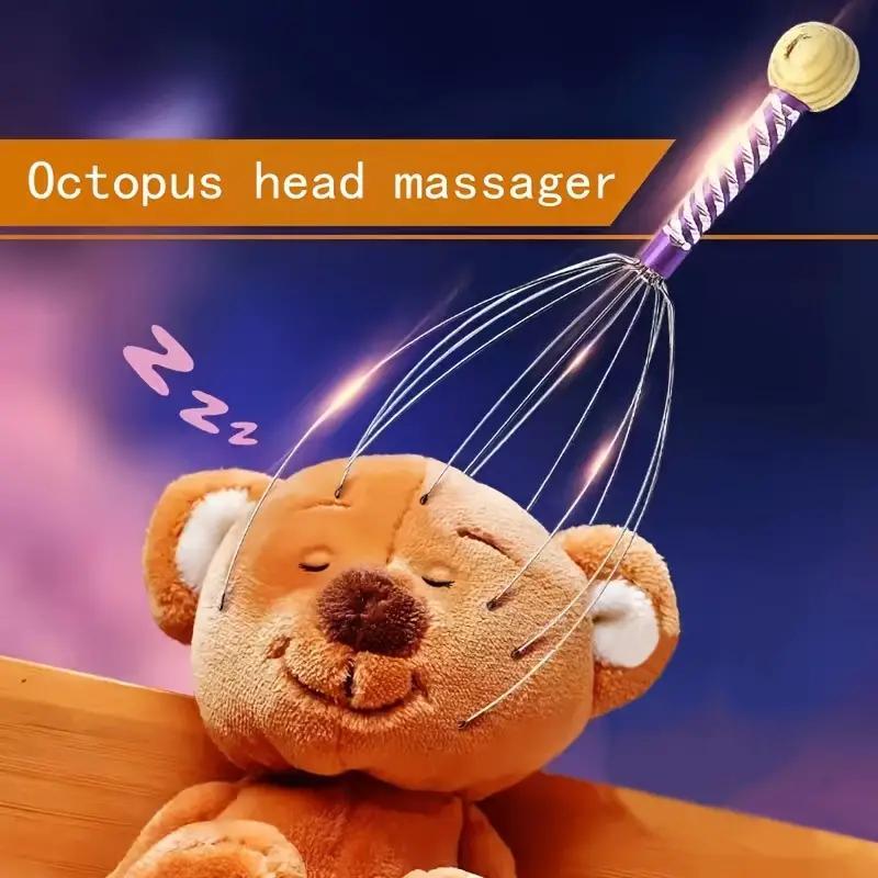 Scalp Massager, Stainless Steel Handheld Head Massager, Hair Stimulator & Stress Relief Octopus Scalp Massager, Christmas Gift