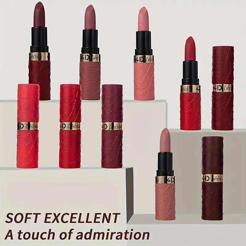 Long Lasting Waterproof Lipstick Set, 6 Counts set Easy Coloring Non-stick Cup Lipstick, Lip Makeup Cosmetic for Women & Girls, Sexy Red Lip Gloss