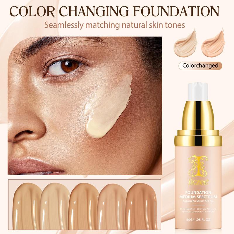 Color Changing Liquid Foundation, 2 Boxes Long Lasting Matte Makeup Foundation, Moisturizing Full Coverage Flawless Makeup Cream for Women & Girls