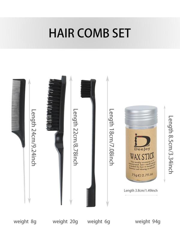 Hair Styling Wax Stick & Comb Set, 1 Set Hair Styling Non-greasy Wax Stick & Comb Set, Professional Hair Styling Tool for Women & Men, Suitable for All Hair Types Summer 2024