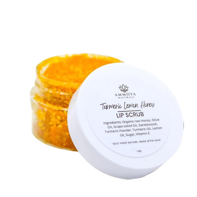 Ammoya Naturals Turmeric Lemon Honey Lip Scrub Hydrating Moisturize Sugar Skincare