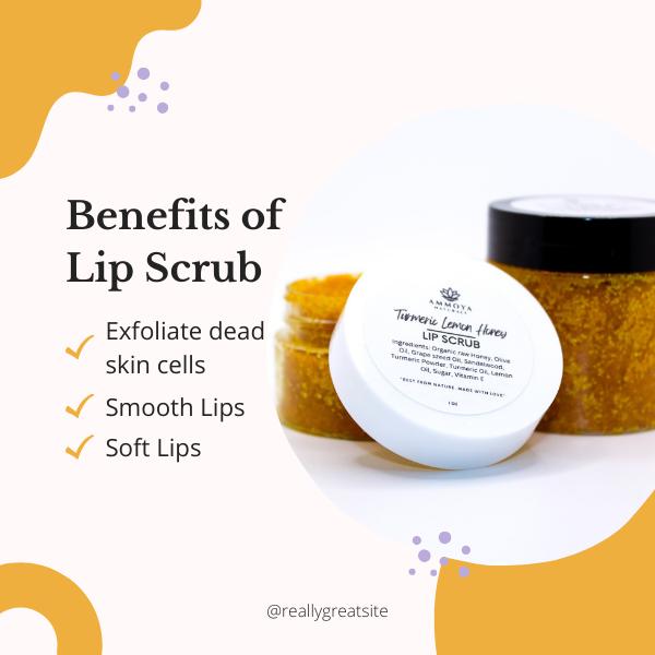 Ammoya Naturals Turmeric Lemon Honey Lip Scrub Hydrating Moisturize Sugar Skincare