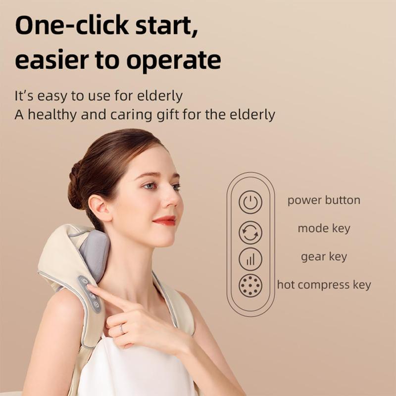 Neck Massager with Heat, Shiatsu Shoulder Massager, Electric Acupressure Neck Massager Gift for Parents Elders Health Women Men Deep Kneading Massage Like Human to Free Your Hand