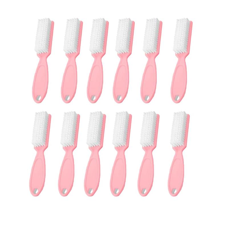 12Pcs Nail Brush for Cleaning Fingernails, Handle Grip Cleaning Brush for Nail and Toenail, Nail Dust Brush Manicure Pedicure Tools Scrubbing Brush Women Men Home Salon(Pink)