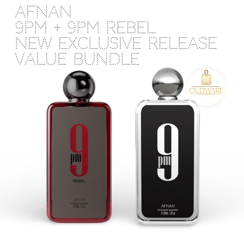 Afnan 9PM + 9PM Rebel 100ml (3.4Oz) EDP For Men - Value Perfume Gift Bundle For Men - New Afnan 9PM Rebel Bundle