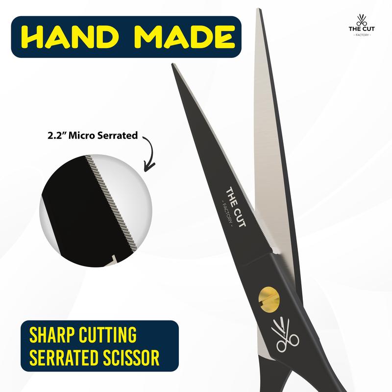 The Cut Factory Smooth Professional Barber Hair Scissors 6.5 Inches - Ideal for All Hair Types Haircare Heatless Gift Handle Salon thinning shears