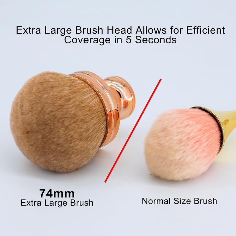 74mm Extra Large Body Makeup Brush, Wide-headed Kabuki Brush For Bronzers Blend Self Tanning Applicator, Oval Face Leg Brush With Drawstring Bag