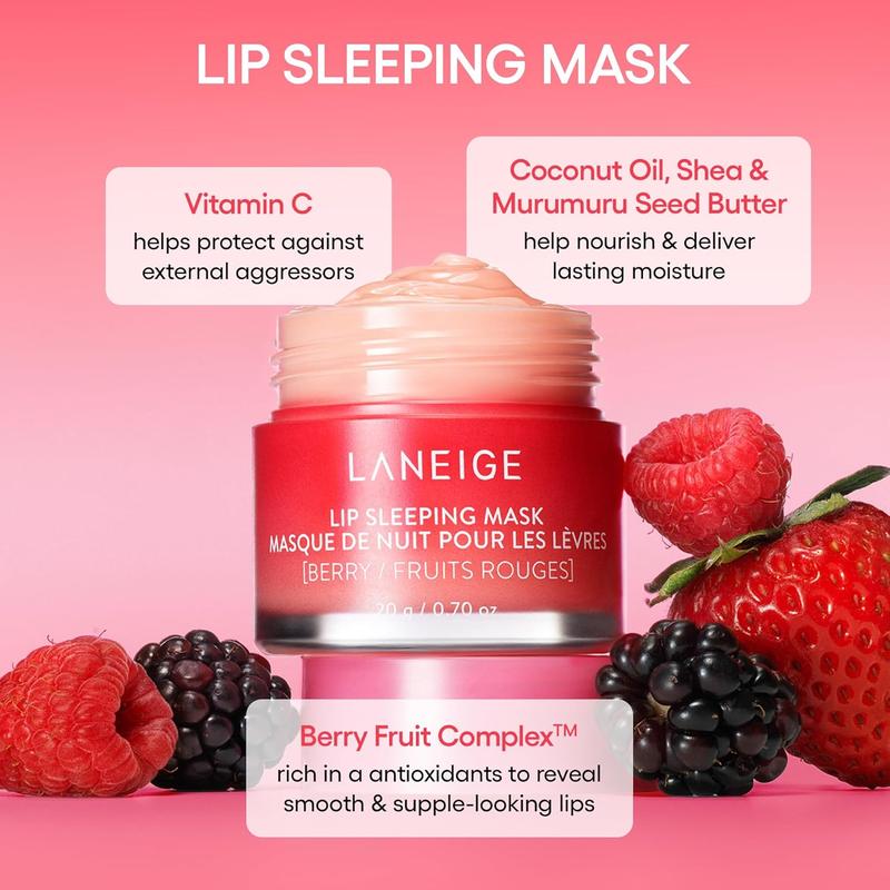 LANEIGE Lip Sleeping Mask: Nourish, Hydrate, Vitamin C, Murumuru & Shea Butter, Antioxidants, Flaky, Dry Lips.Christmas