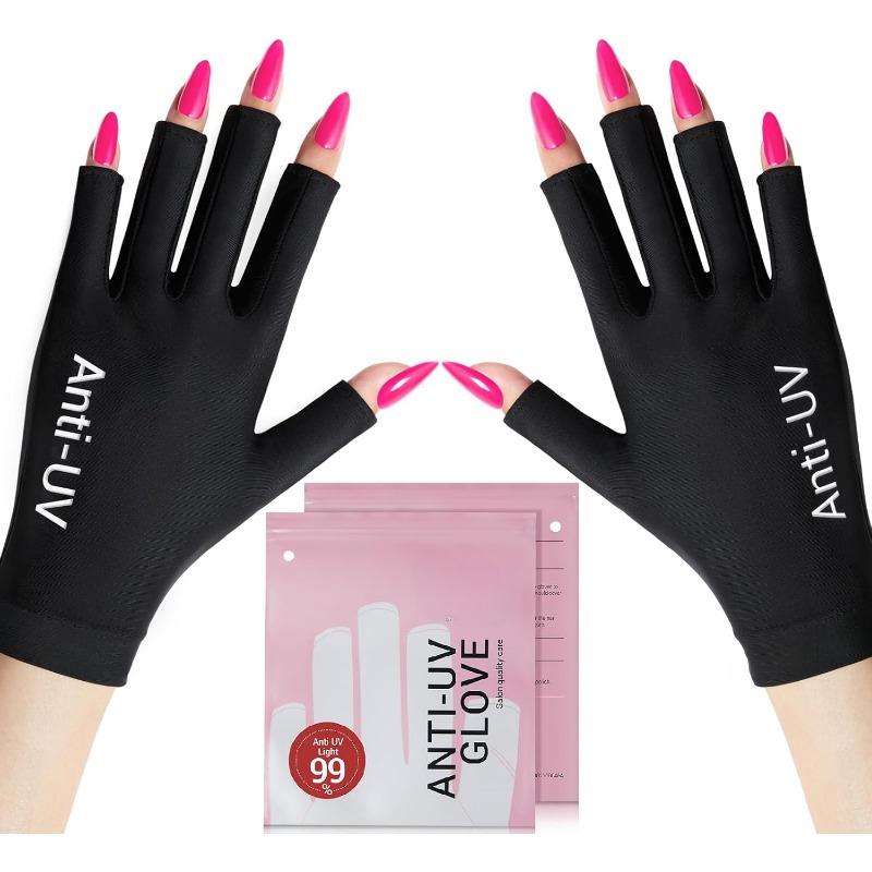 UV Gloves for Nails, Professional UPF99+ UV Protection Gloves for Gel Manicures, Fingerless UV Light Gloves for Gel Nails, Anti UV Gloves for Gel Nail Lamp, Protect Your Skin from UV Harm