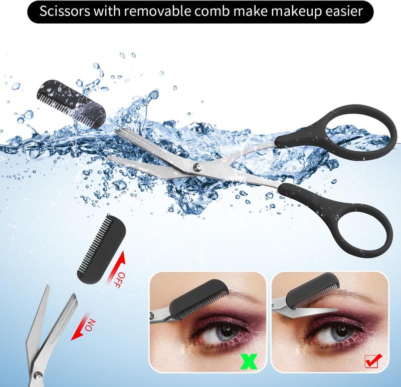 Eyebrow Trimmer Scissors for Women and Men with Comb, Non-Slip Eyebrow Cutter and Razors, Eye Brow Scissors, TikTok Viral 2024 Makeup Plastic