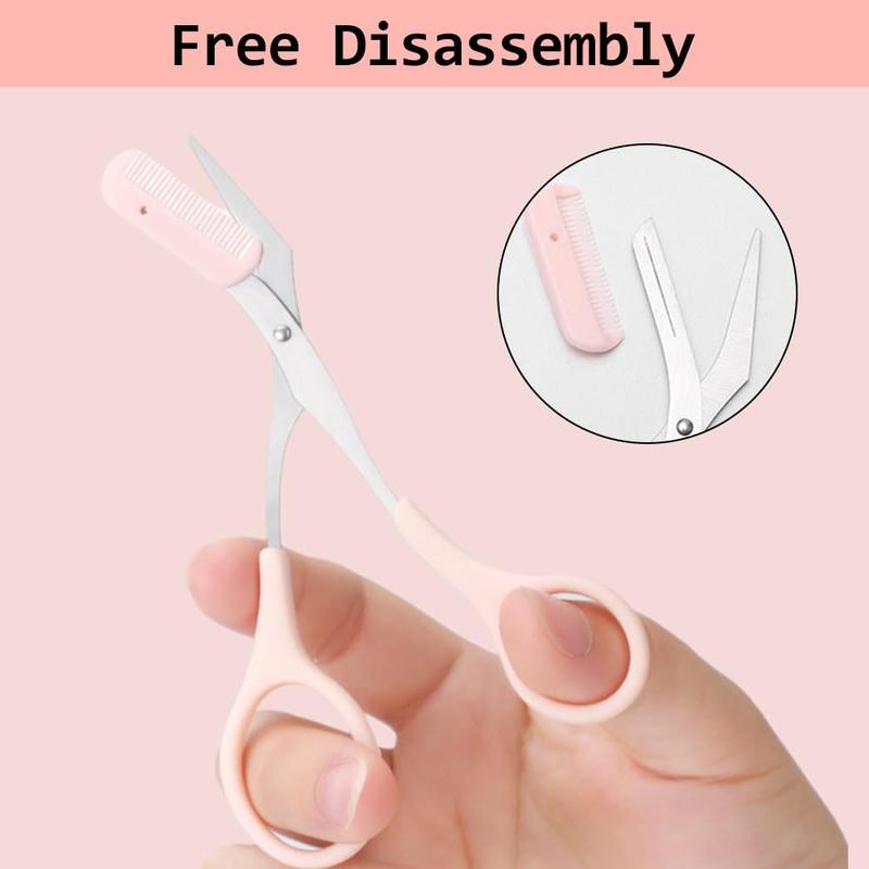 Eyebrow Trimmer Scissors for Women and Men with Comb, Non-Slip Eyebrow Cutter and Razors, Eye Brow Scissors, TikTok Viral 2024 Makeup Plastic