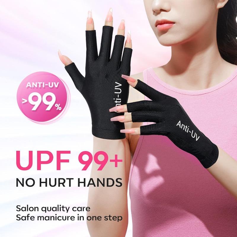 UV Gloves for Nails, Professional UPF99+ UV Protection Gloves for Gel Manicures, Fingerless UV Light Gloves for Gel Nails, Anti UV Gloves for Gel Nail Lamp, Protect Your Skin from UV Harm