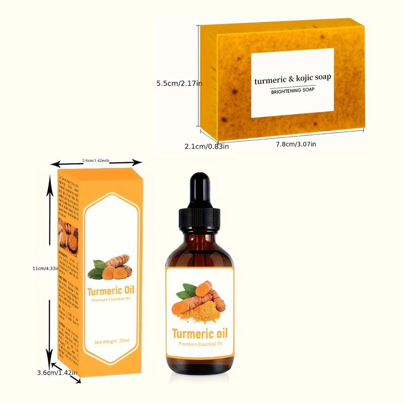 Turmeric Skin Care Kit, 8 Counts Turmeric Soap Bar & 2 Counts Turmeric Essential Oil & 3 Counts Foaming Net, Deep Cleansing Moisturizing Skin Care Kit