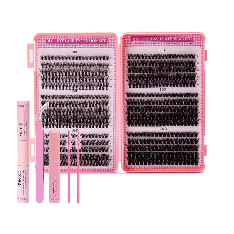 Individual False Eyelashes Kit, 1 Box Natural Look Eyelash Extensions, Self Grafting Curl Eyelashes, Eye Makeup Enhancement False Lashes for Women & Girls, Lashes Extension Kit, Fall Gift, Christmas Gift