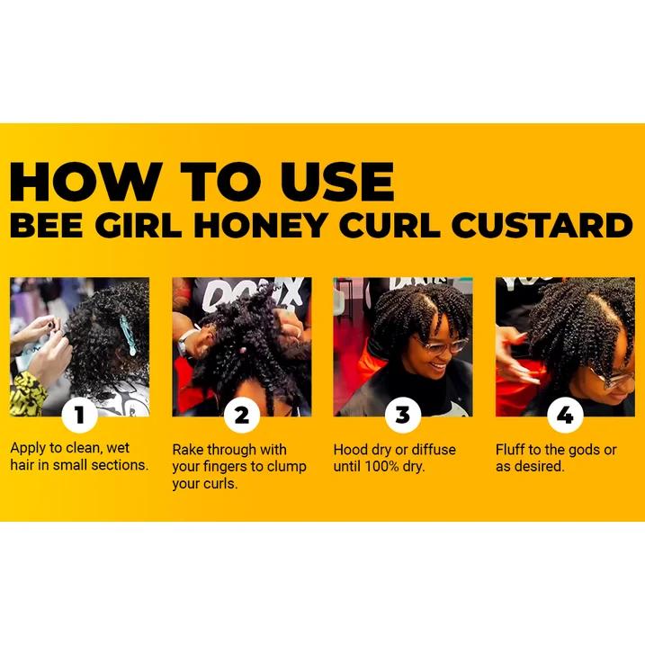 The Doux Bee Girl Honey Curl Custard 16 oz - Moisturizing Female Hair Gel - Moisture Frizz Haircare