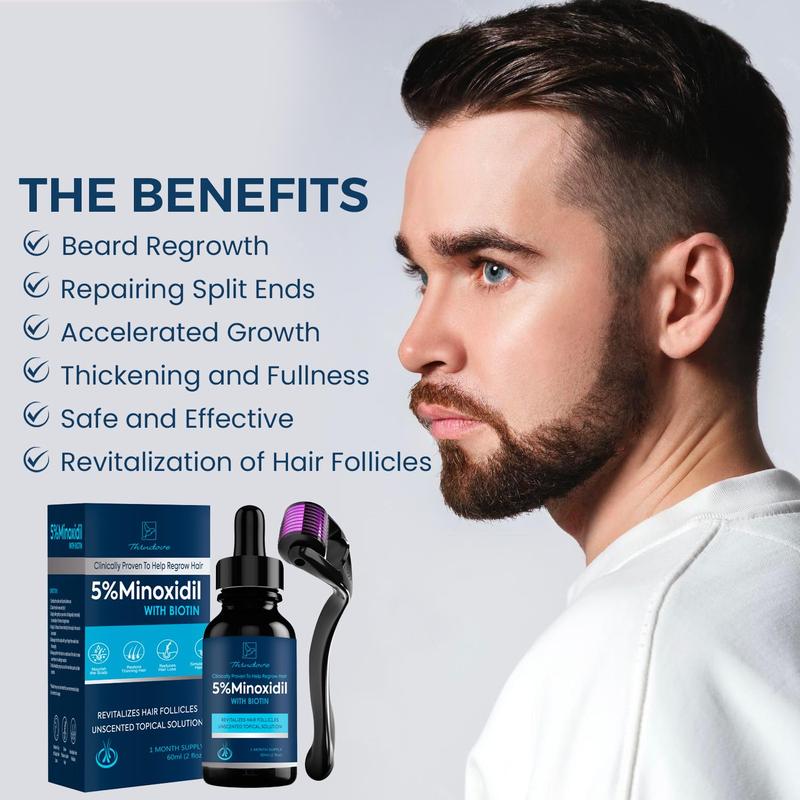 Minoxidil Beard Growth Oil, 5% Minoxidil Hair Growth Kit, 5% Minoxidil for Men Beard Growth Spray Infused with Bitoin, Extra Strength Beard Growth Serum to Increase Thickness and Volume Faster