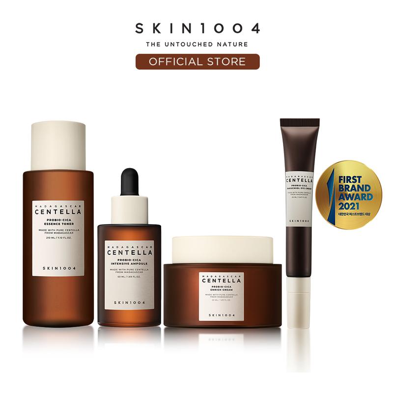 [SKIN1004 Official Shop] Perfect Anti-Aging Routine Set (Madagascar Centella probio-cica Ampoule+Toner+Cream+Eyecream), Fermented Centella facial care kit skincare routine skin  toner