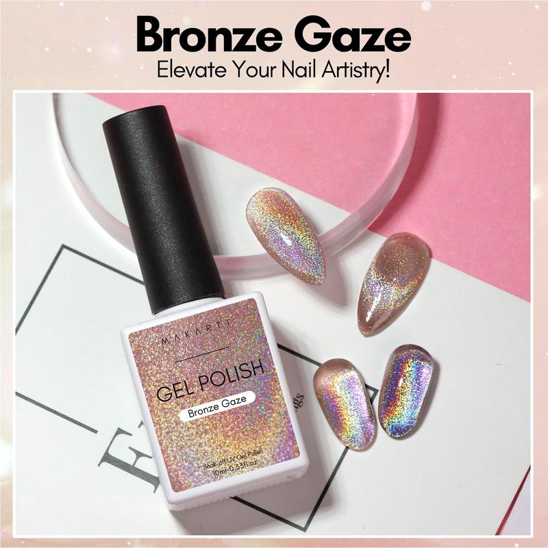 Makartt Holographic Cat Eye Gel Nail Polish Valentine Gift for Women Girl Nail Art Nail Care Manicure Cutics Cosmetic