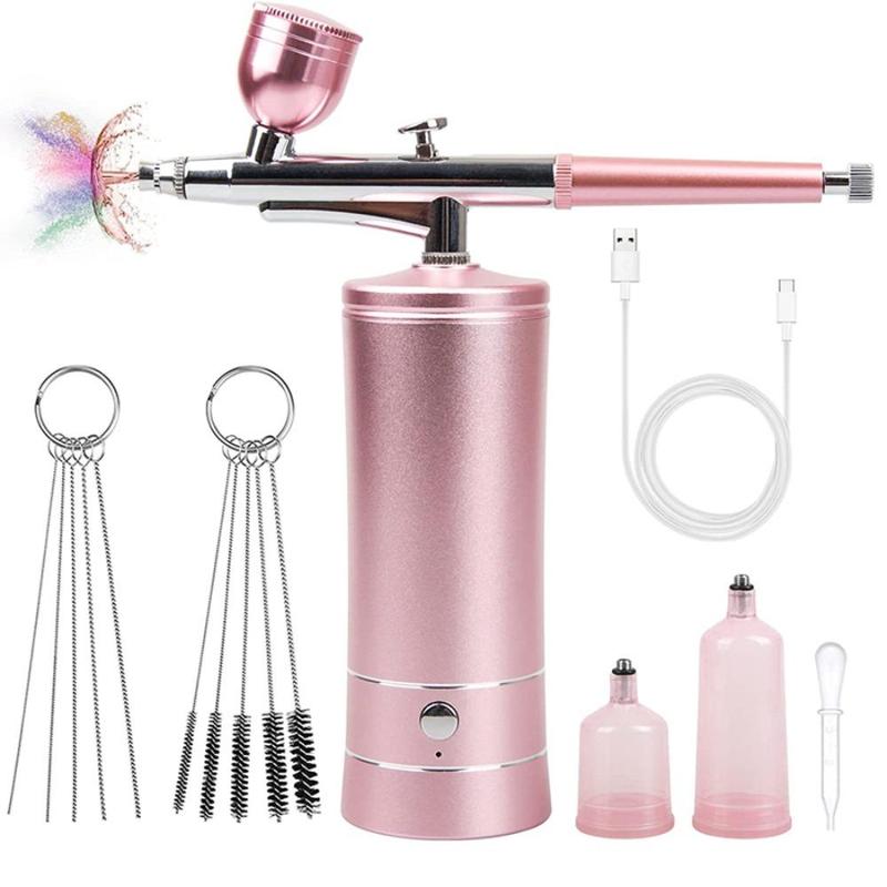 Airbrush Kit, Cordless Airbrush Gun Kit with Compressor, Comfort Rechargeable Handheld Airbrush Kit, Portable Mini Airbrush Makeup Machine Kit, for Facial Beauty