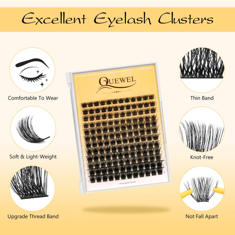 QUEWEL DIY Lash Extension Kit, Waterproof Lashes Bond and Seal, Lash Clusters Applicator Tool with Remover (ZS-H01-kit) Makeup Eyelashes Extensions