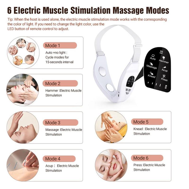 Electric Double Chin Machine, 1 Set V Face Machine with 6 Modes & 18 Levels Adjustable Intensity, Rechargeable Facial Massager, Facial Instrument