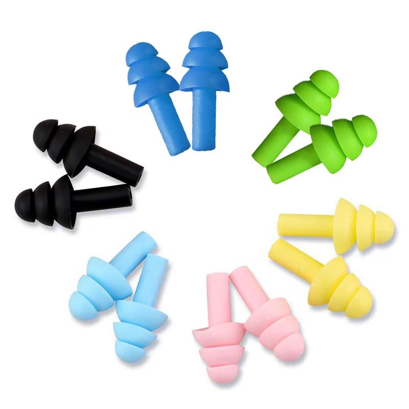 Reusable Silicone Ear Plug with Storage Box, 6 Pairs Mixed Color Soft Noise Cancelling Earplugs for Sleeping, Swimming, Snoring, Concerts, Work