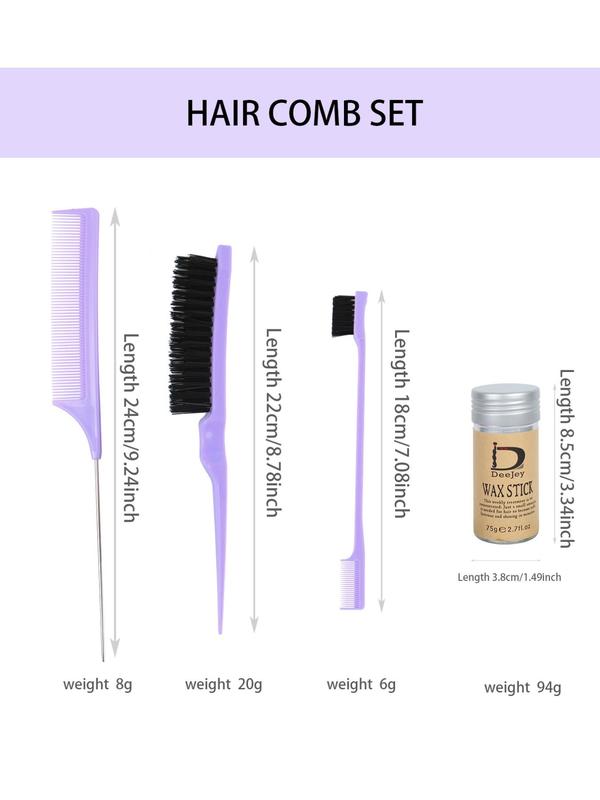 Hair Styling Wax Stick & Comb Set, 1 Set Hair Styling Non-greasy Wax Stick & Comb Set, Professional Hair Styling Tool for Women & Men, Suitable for All Hair Types Summer 2024