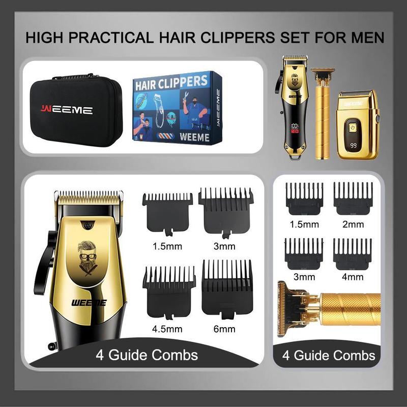 Professional Hair Clipper Set, 1 Set Hair Trimmer & T-blade Trimmer & Accessories, Great Gifts for Boyfriend, Father's Day Gift, Barber Kit, Barber Clippers, Hair Cutting Machines