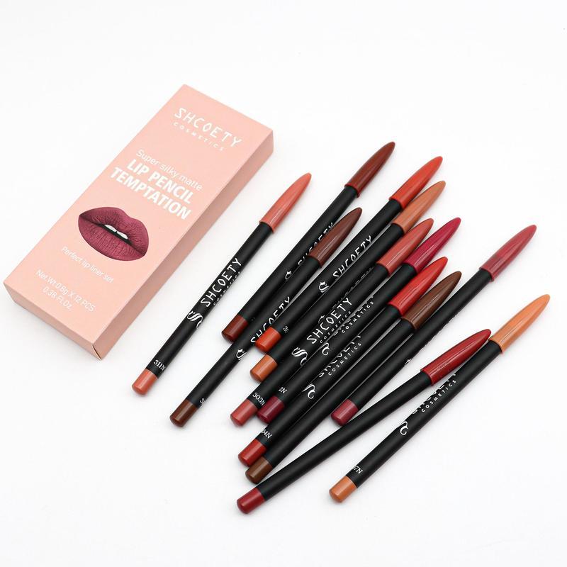 12 Colors Waterproof Smooth Lip Pencils Long Lasting  Liner Lipstick for Defining & Filling Lips Eyeliner lip pencil set lip liner pencil