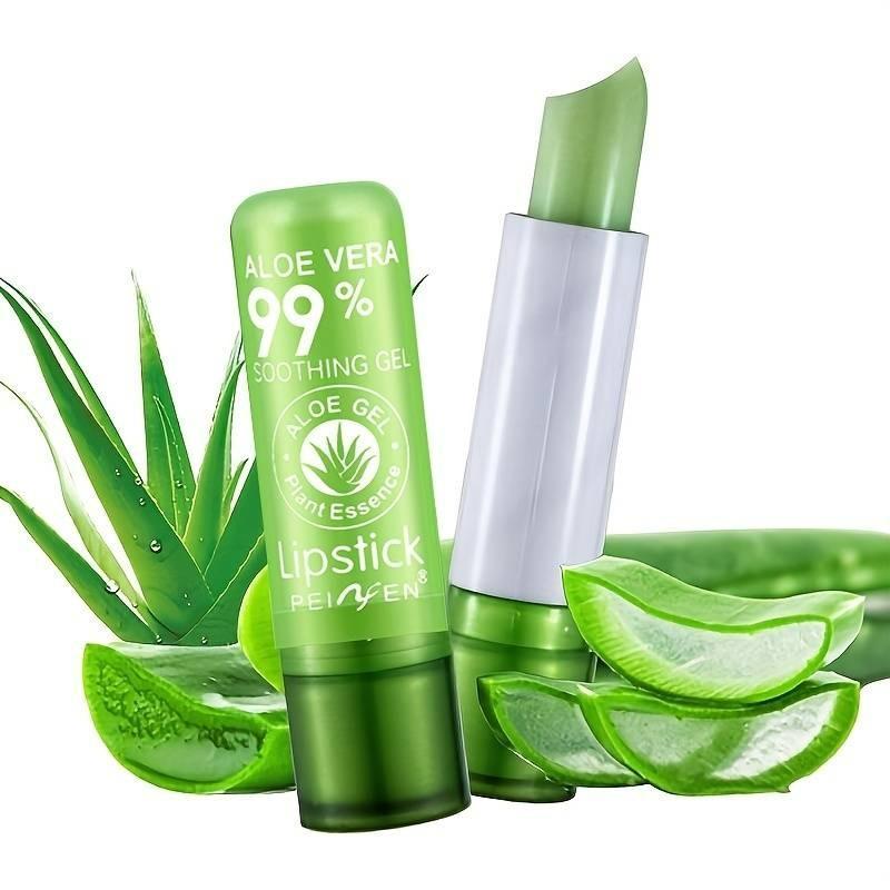 Aloe Vera Color Changing Lipstick, Magic Temperature Color Changing Lipstick, Suitable for All Occasions Lip Makeup, Girls & Women Makeup for Good Luck