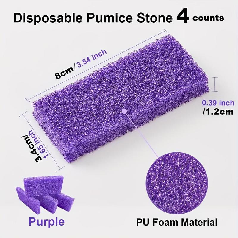 Disposable Foot Pumice, 4 Counts set Foot Scrubber, Foot Dead Skin Remover, Pedicure Tool for Women & Men, Foot Care Product