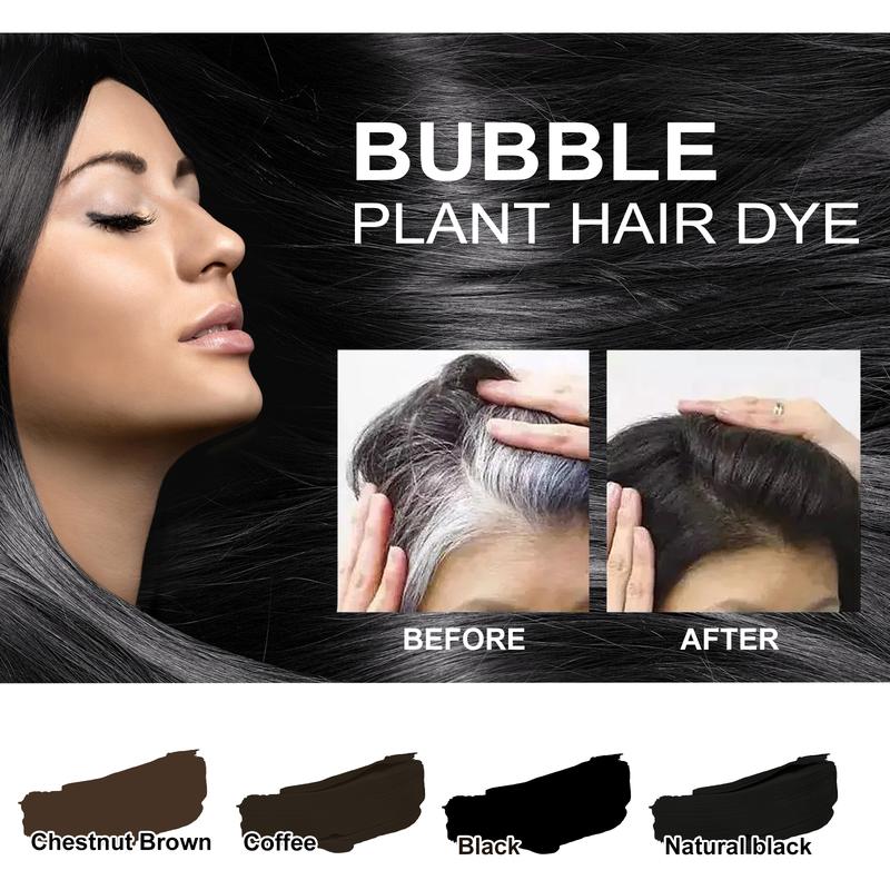 Bubble Hair Dye - 99.99% grey hair coverage for lazy people, mild and non-irritatin-Botanical Bubble Hair Dye - Black Brown Hair Dye Haircare Ginseng Nourishing Plant