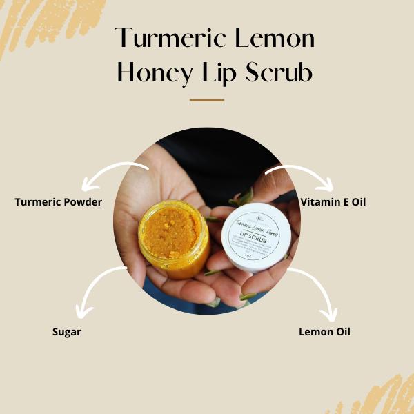 Ammoya Naturals Turmeric Lemon Honey Lip Scrub Hydrating Moisturize Sugar Skincare