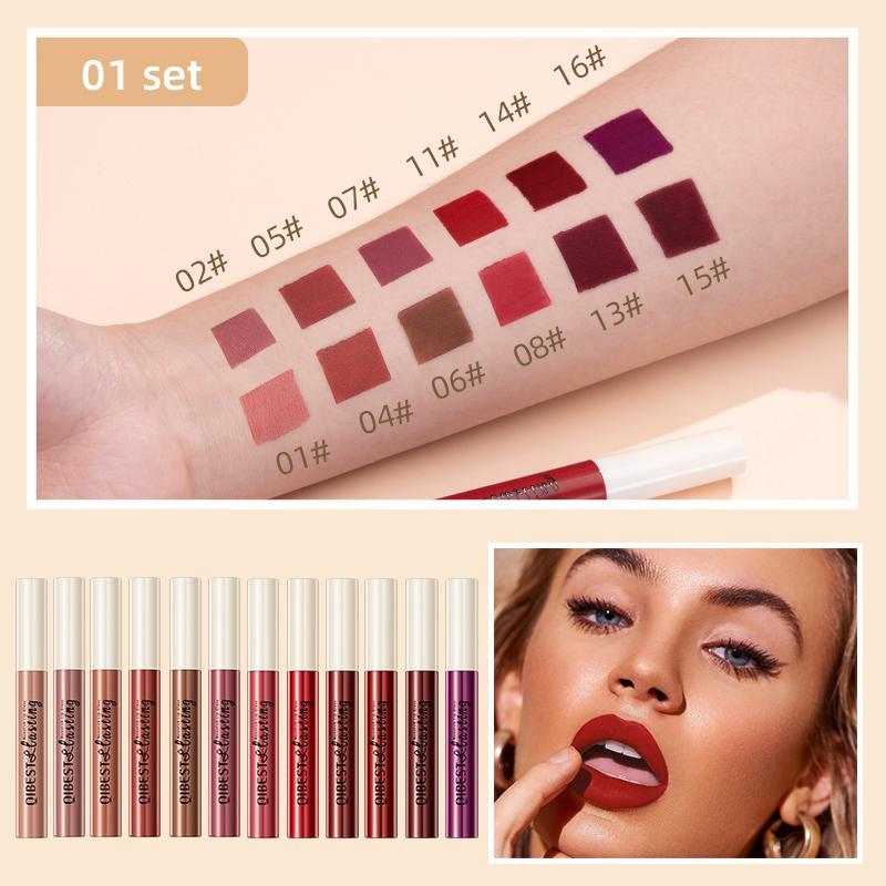 Long Lasting Matte Liquid Lipstick Set, 12pcs set Waterproof Lip Gloss, Moisturizing Matte Lip Glaze, Suitable for All Occasions Lip Makeup